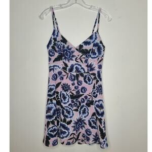 Show Me Your MUMU Regina Floral Mini Dress - baby pink & blue - SMALL